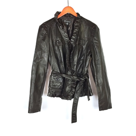 INC International Concepts Jackets & Blazers - Inc faux leather ruffled jacket size XL